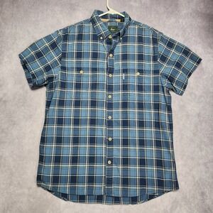 G.H. Bass & Co. Mens Blue Plaid Short Sleeve Button Down Shirt Large‎